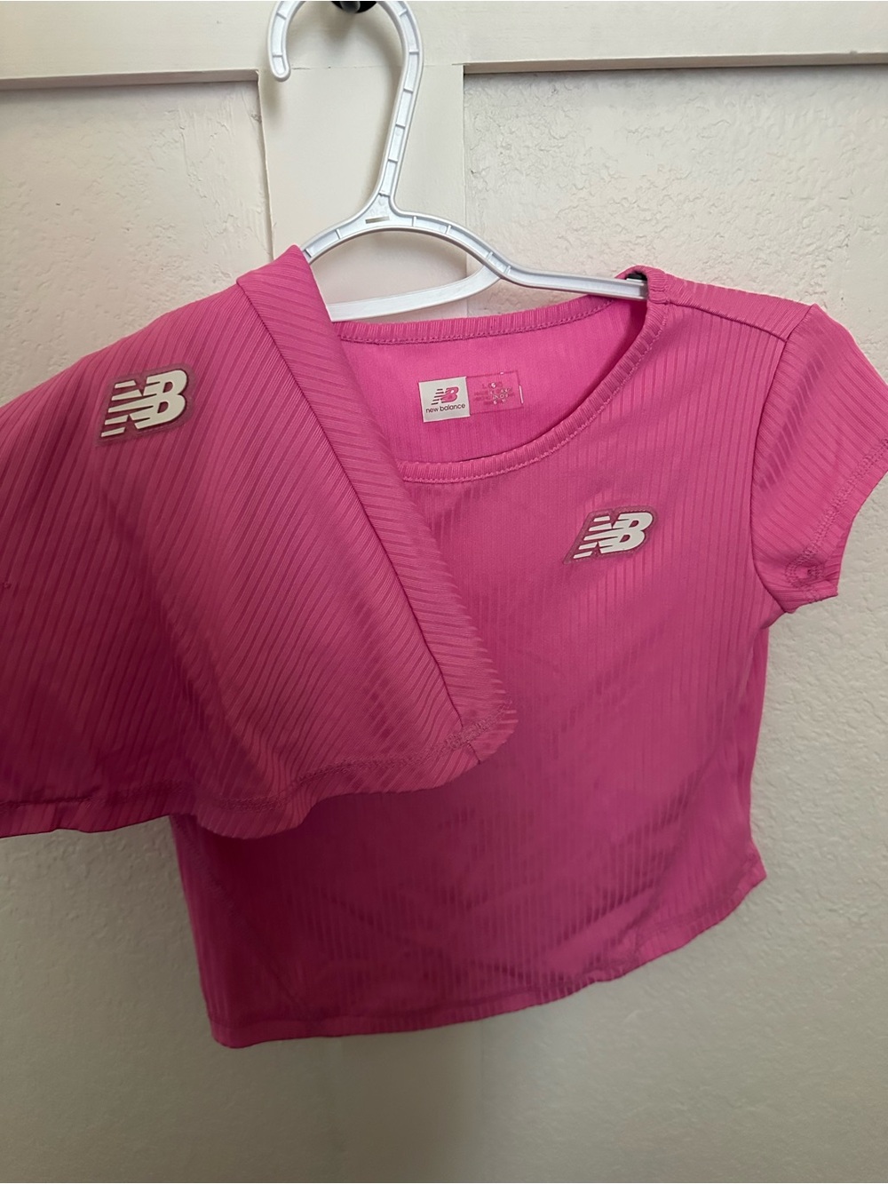 New Balance Bright Pink Ribbed Short Sleeve & Skort Set- Kids